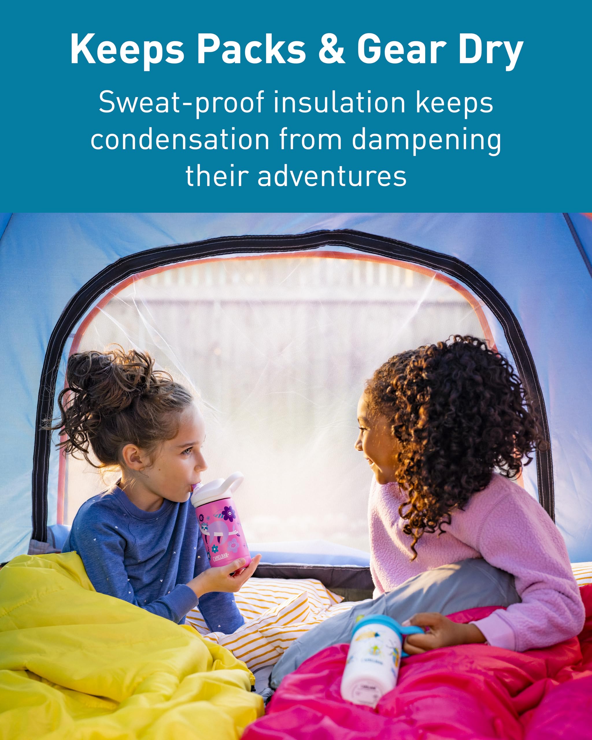 Camelbak Eddy+ Kids Water Bottle With Straw, Insulated Stainless Steel - Leak-Proof When Closed, 12Oz, Flowerchild Sloth